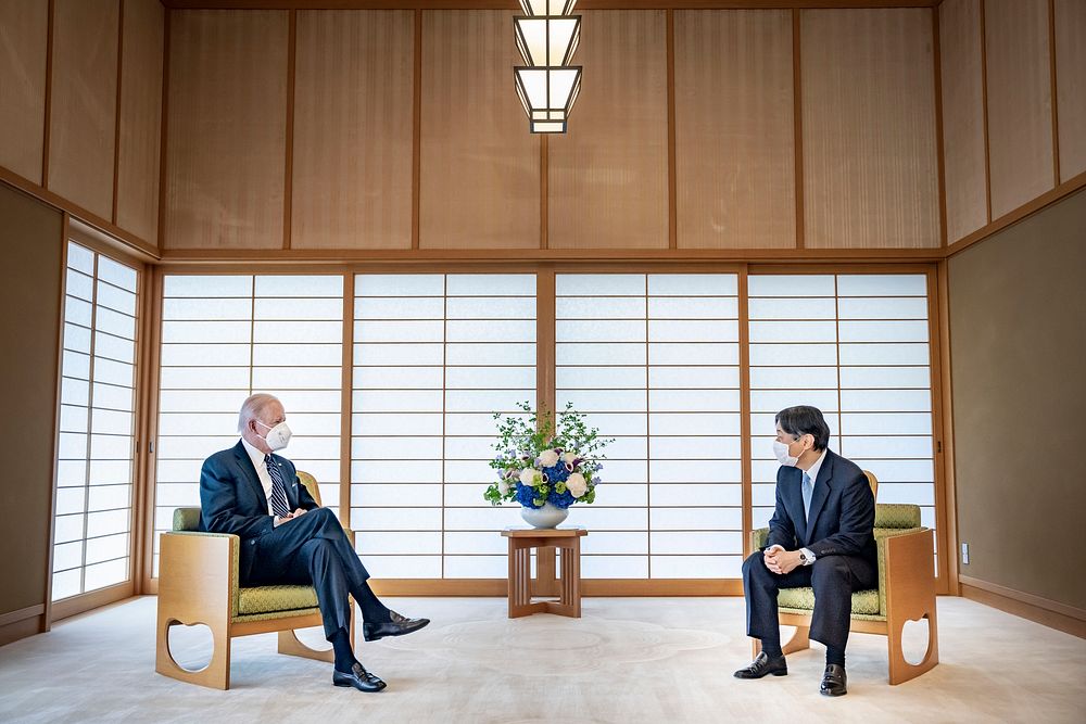 President Joe Biden meets with Emperor Naruhito of Japan, Monday, May 23, 2022, at the Imperial Palace in Tokyo. (Official…