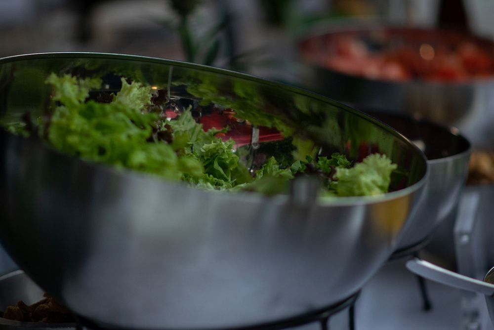 Salad corner, food buffet.