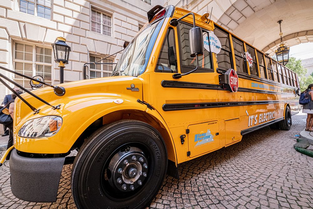 Yellow school bus. Original public domain image from Flickr