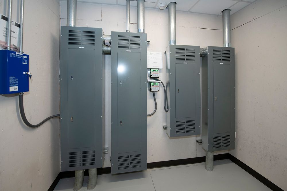 Electrical utility panels.