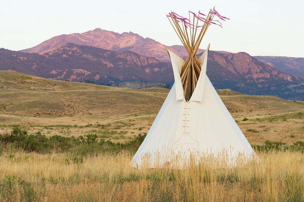 Outdoor teepees camp.