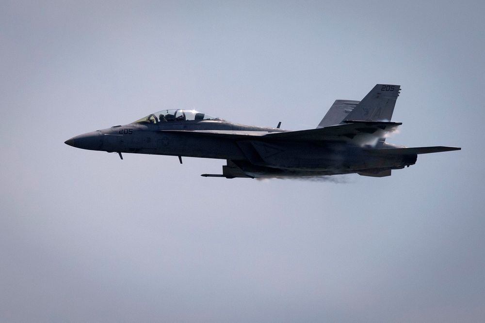 A U.S. Navy F/A-18F Super Hornet with Strike Fighter Squadron (VFA) 106 stationed at Naval Air Station Oceana, Virginia…