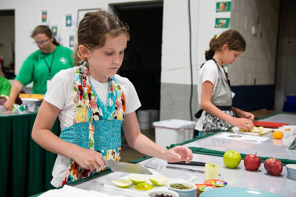 Young men and women, age 8 to 11, compete in the Top Chef competition during the 2022 Maryland State Fair in Timonium, Sept.…