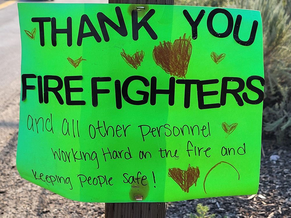 Thank You Firefighters posted created by the Salmon community. Photo taken by Salmon community.