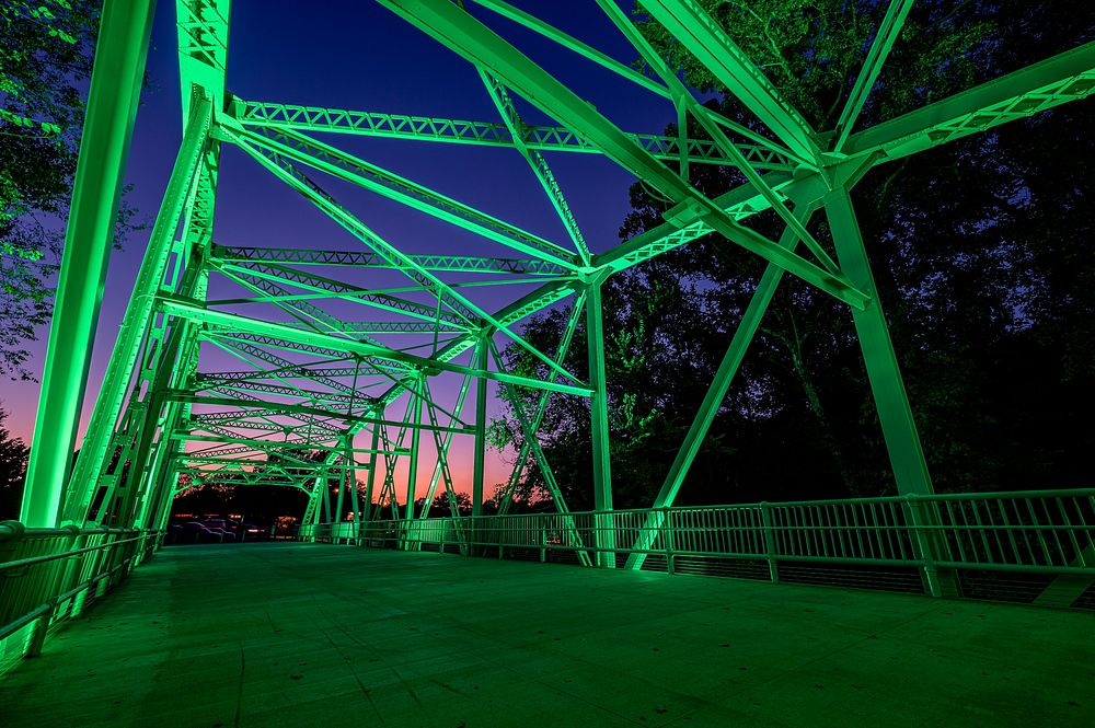 Green Light for Veterans, The Town Common bridge, Greenville, North Carolina, USA