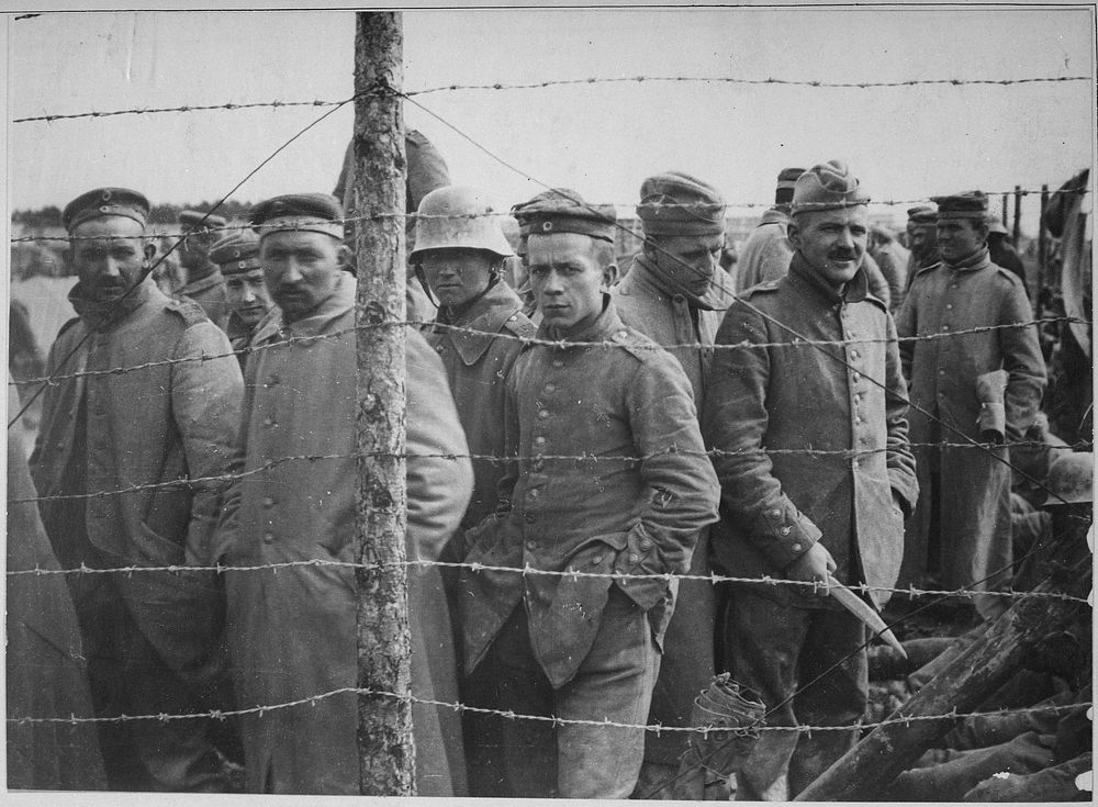 German prisoners in a French prison camp. French Pictorial Service., 1917 - 1919. Original public domain image from Flickr