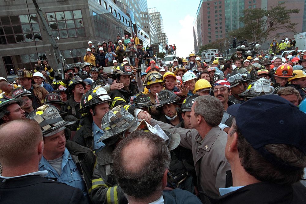 911: President George W. Bush Visits New York, 09/14/2001. Original public domain image from Flickr