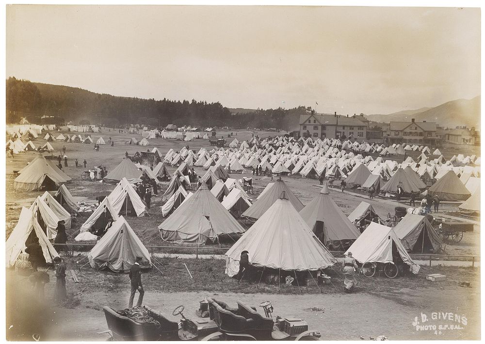 Photograph of a Military Camp on the Fourth Day After the 1906 San Francisco Earthquake, 1906. Original public domain image…