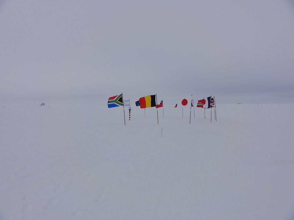 Ceremonial South Pole, Antarctica. Original public domain image from Flickr