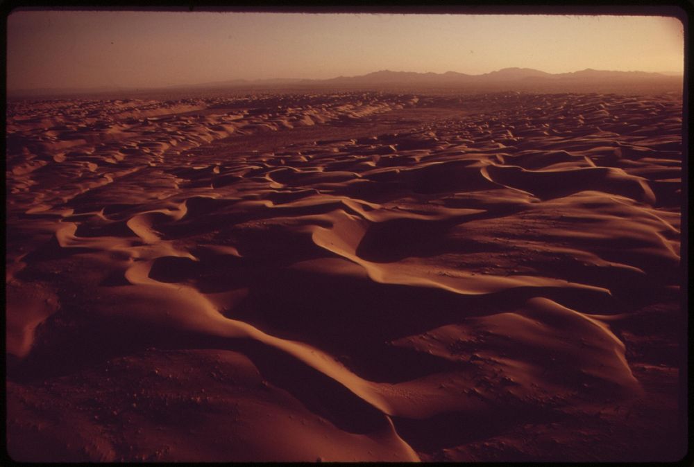 A hundred-mile ribbon of sand dunes separates the Chocolate Mountains of southern California from the Imperial Valley, which…