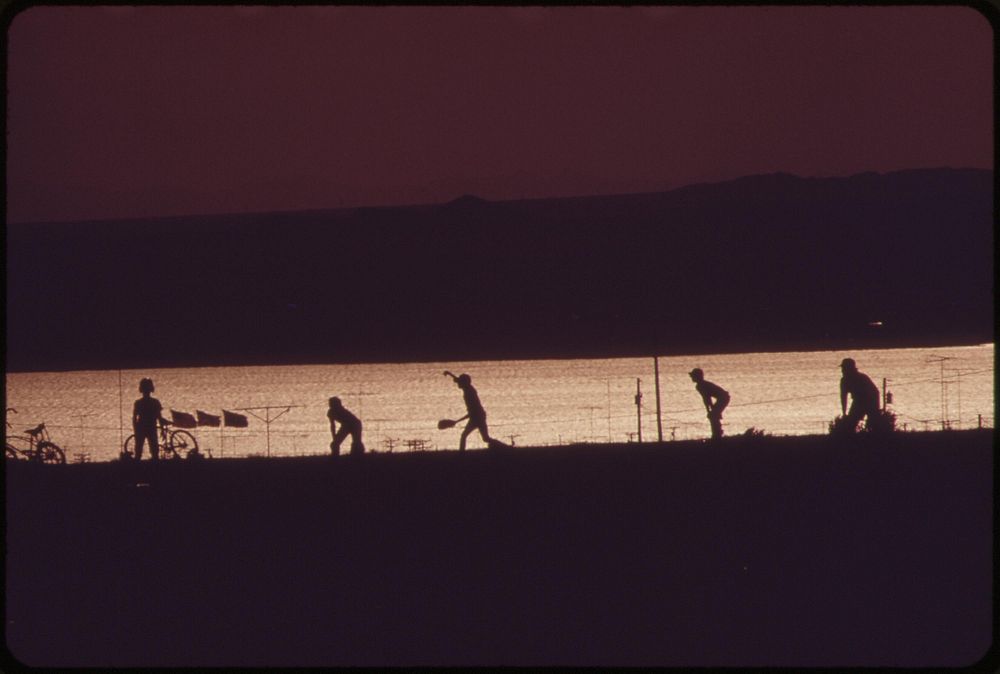 Little league baseball along Havasu Lake in Lake Havasu City, May 1972. Photographer: O'Rear, Charles. Original public…