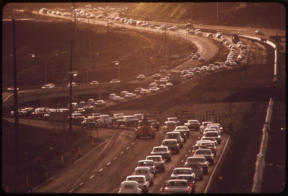 Morning rush hour traffic on H-1 freeway approaching Honolulu from the west. Commuters come from such fast growing areas as…