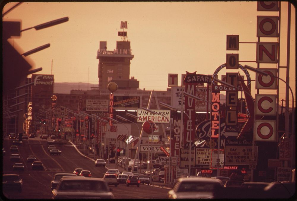 Las Vegas street scene, May 1972. Photographer: O'Rear, Charles. Original public domain image from Flickr