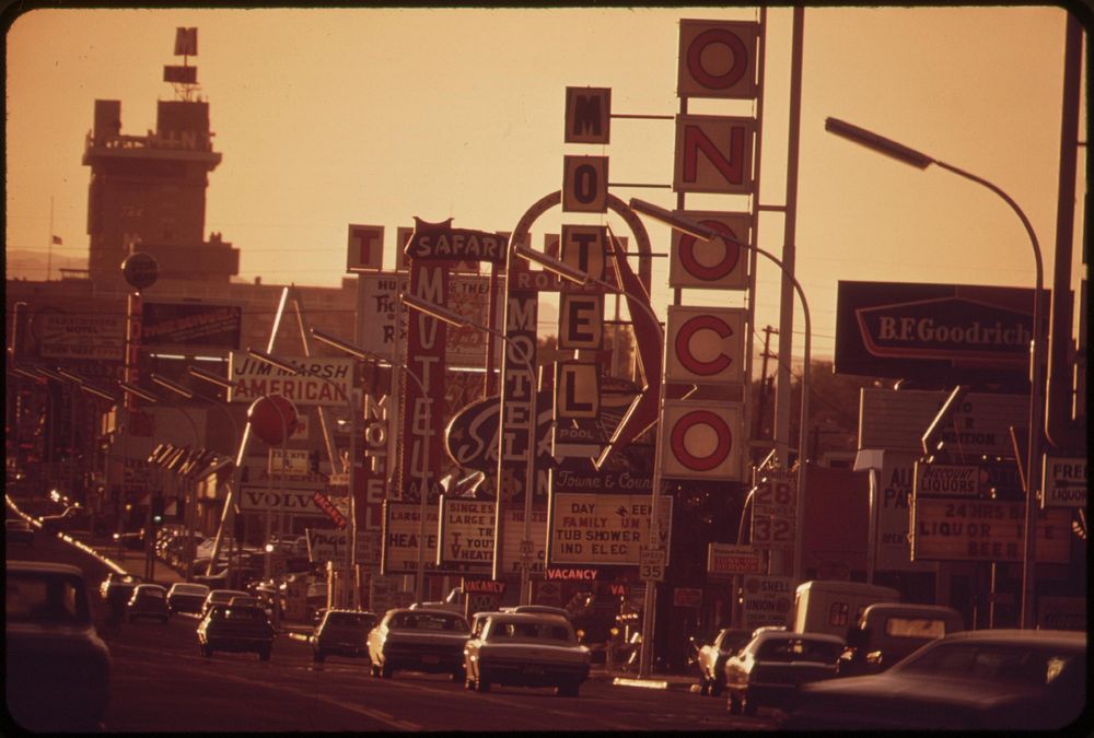 Las Vegas street scene, May 1972. Photographer: O'Rear, Charles. Original public domain image from Flickr