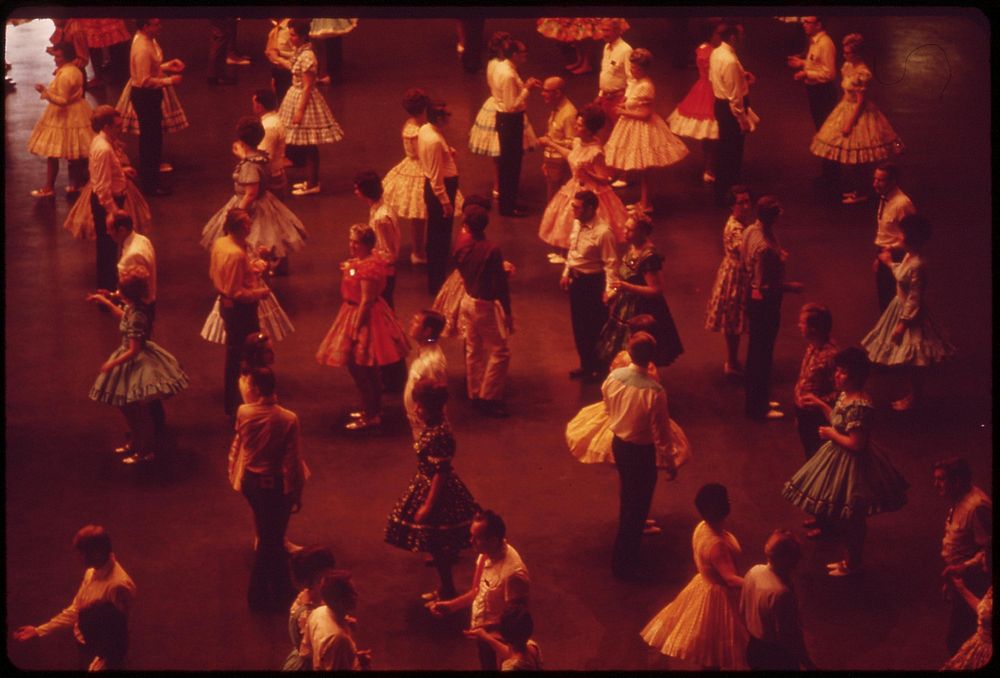 The Pershing Memorial Auditorium is the scene of Lincoln's 33rd Annual Square Dance Festival, May 1973. Photographer:…