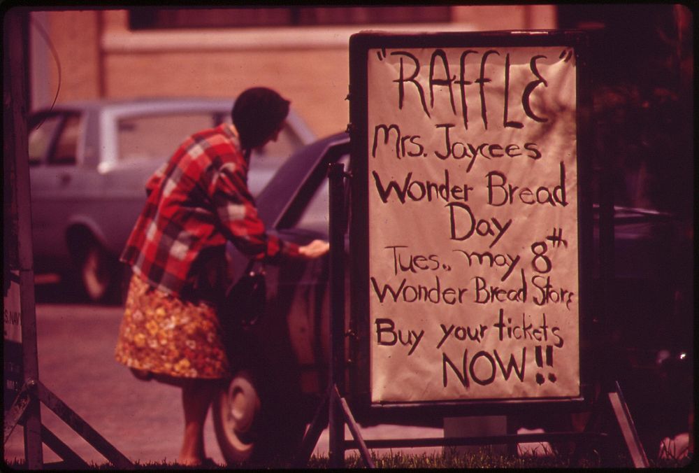 Sign in front of Jefferson County Courthouse in Fairbury, May 1973. Photographer: O'Rear, Charles. Original public domain…