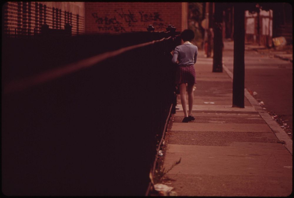 School Girl On Street In North Philadelphia, August 1973. Photographer: Swanson, Dick. Original public domain image from…