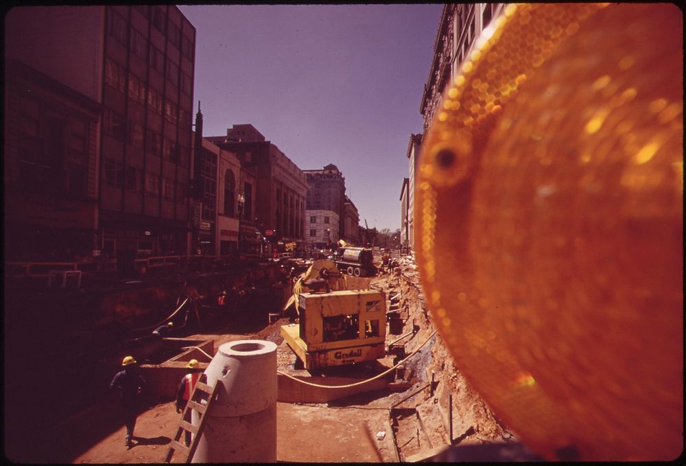 Metro Subway Construction On G St., N.W., Between 13th And 14th Streets, April 1973. Photographer: Swanson, Dick. Original…