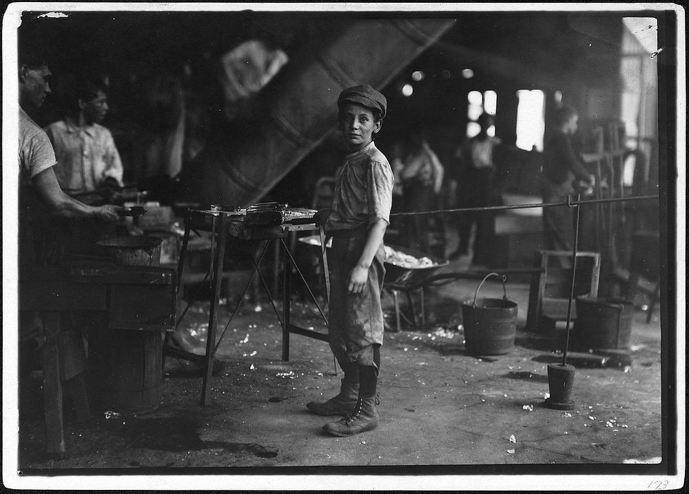 Photograph of Glass Factory Worker Rob Kidd, June 1911. Photographer: Hine, Lewis. Original public domain image from Flickr