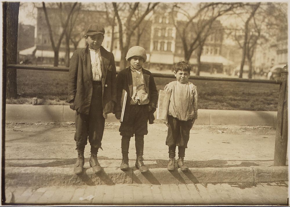 Photograph of Louis Gabriel (13 years old) and brother Eddie (10 years old) and Johnnie (7 years old), April 1912.…