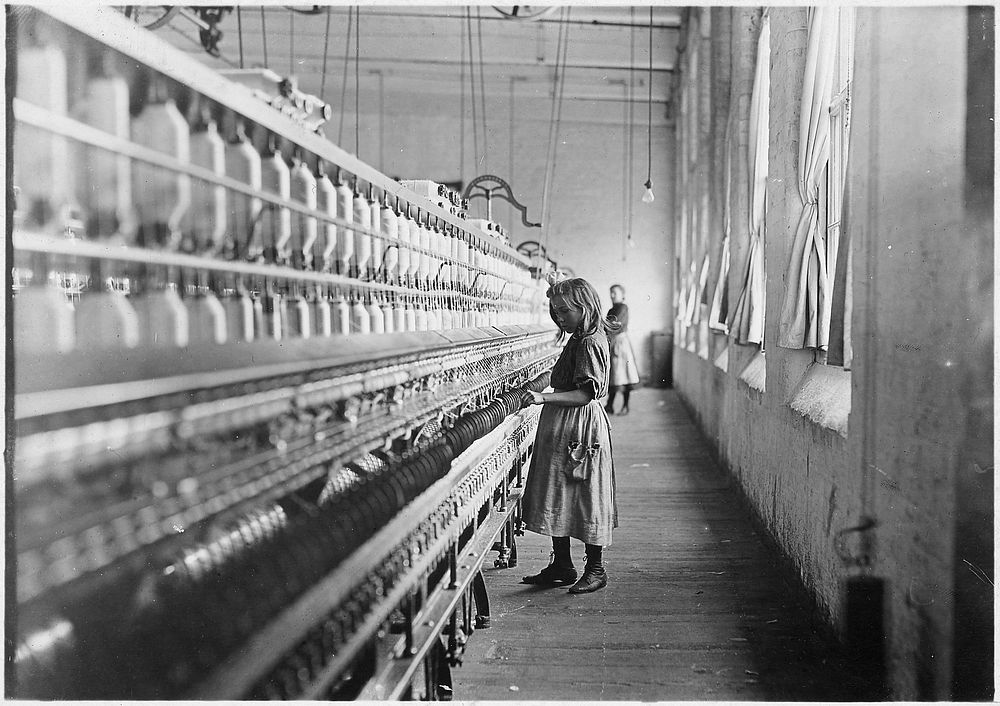 Sadie Pfeifer, 48 inches high. Has worked half a year. One of the many small children at work in Lancaster Cotton Mills…