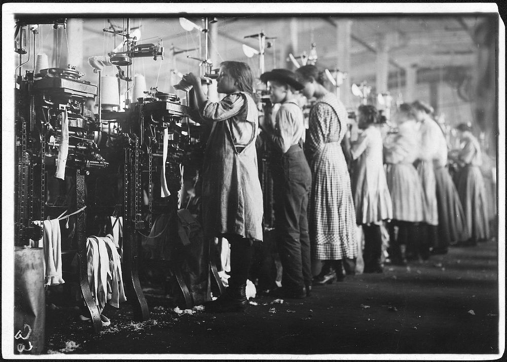 Some of the young knitters in London Hosiery Mills. Photo during work hours. London, Tenn, December 1910. Photographer:…