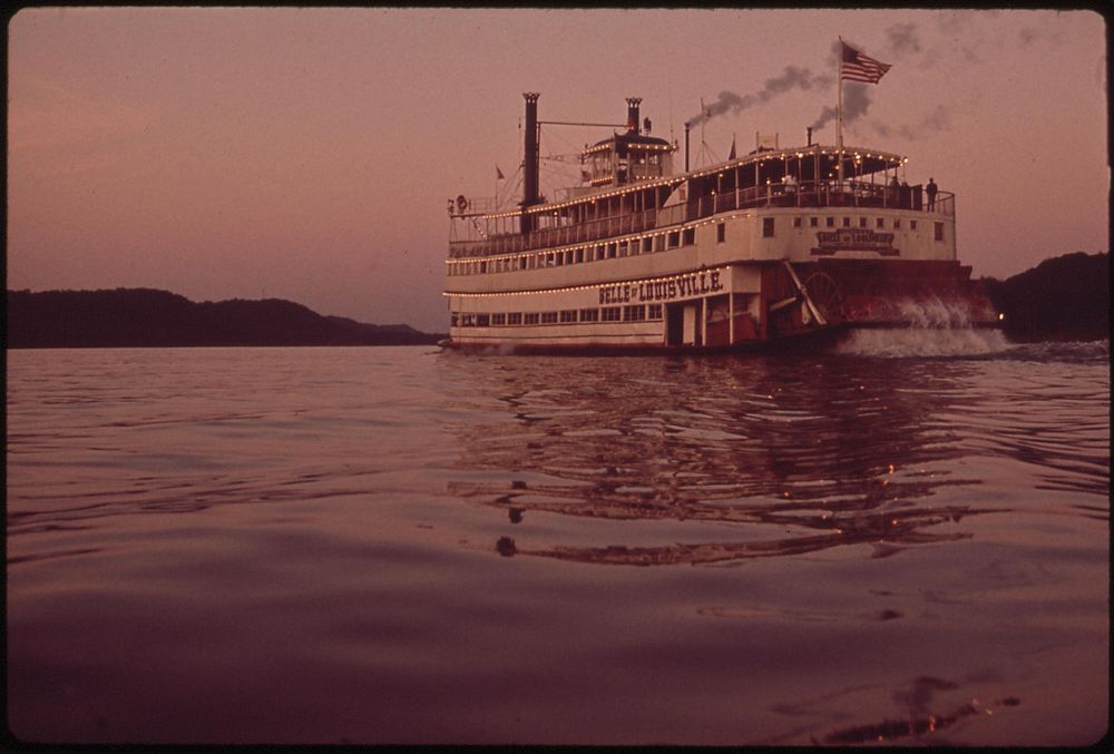 Steamboat On The Ohio River, June 1972. Photographer: Strode, William. Original public domain image from Flickr