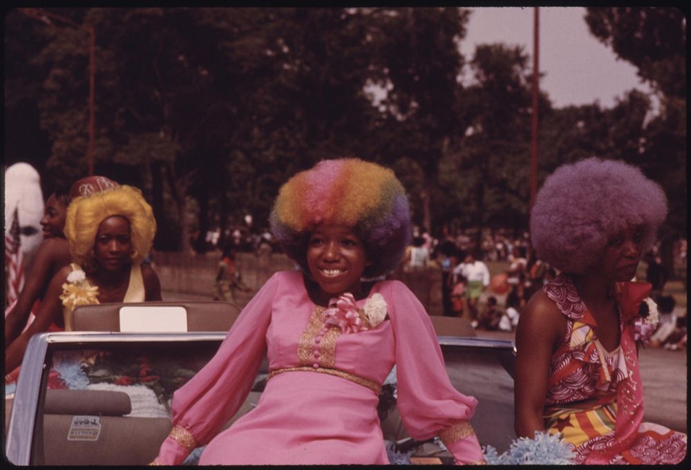 Black Beauties With Colorful Hair Grace A Float During The Annual Bud Billiken Day Parade, 08/1973. Photographer: White…