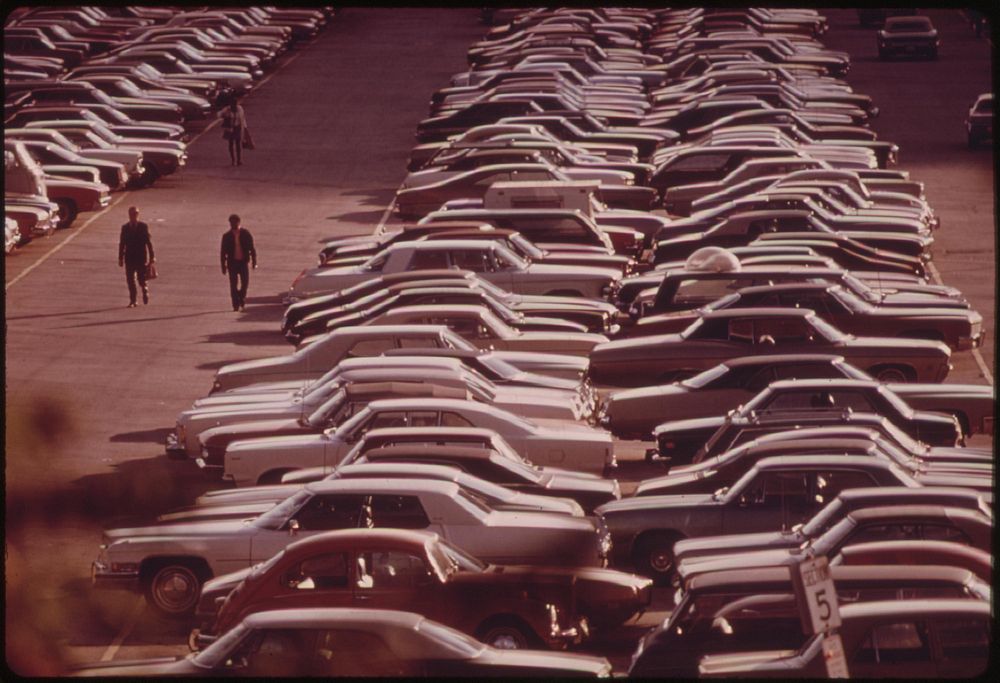 Monroe Street Parking Lot In Chicago Holds 2,700 Cars For Commuters At Lake Shore Drive, 10/1973. Photographer: White, John…