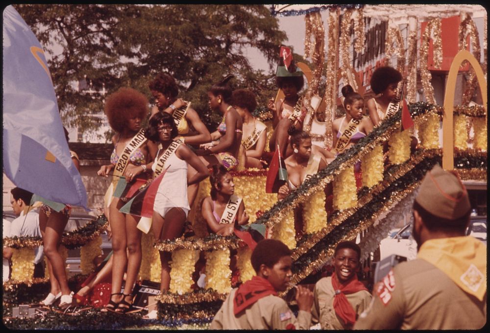 Black Beauties Complement A Float During The Bud Billiken Day Parade, 08/1973. Photographer: White, John H. Original public…