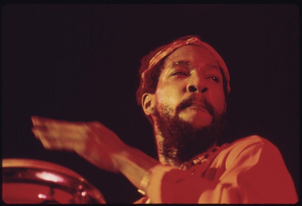 Black Bongo Player Performs At The International Amphitheater In Chicago, 10/1973. Photographer: White, John H. Original…