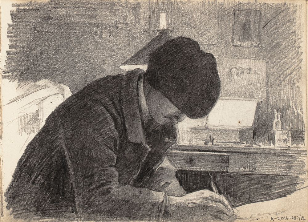 Piirtävä taiteilija, 1887part of a sketchbook, Eero Järnefelt