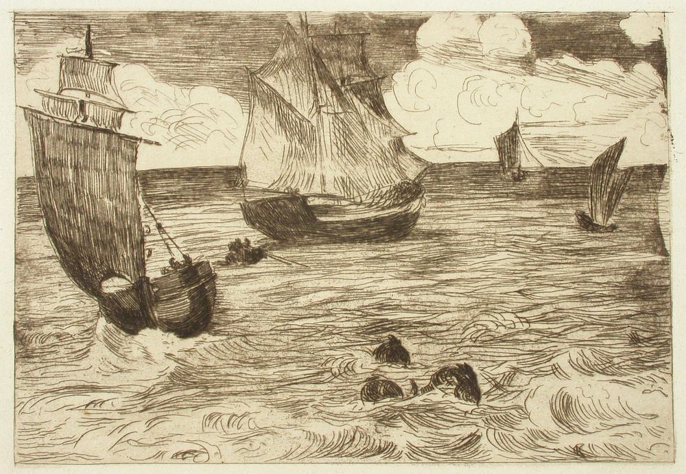 Marin med segelb&aring;tar, Edouard Manet