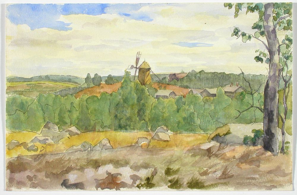 Landscape study with windmill, Maria Wiik
