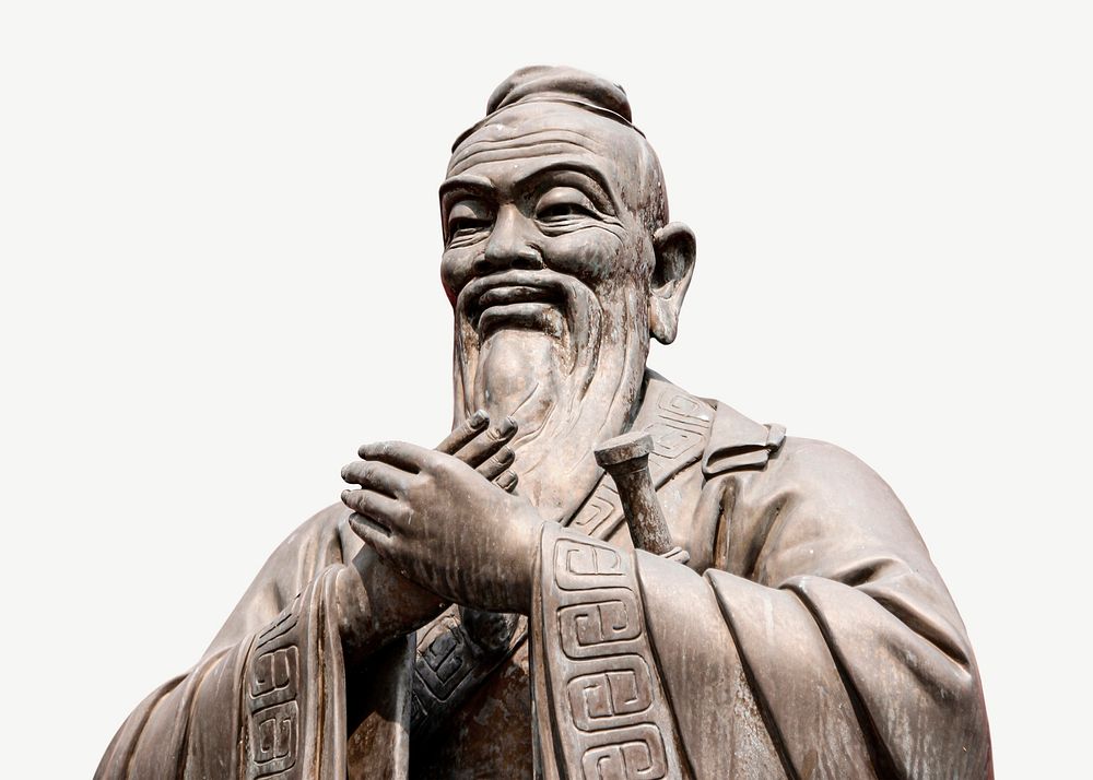 Confucius sculpture statue  collage element psd