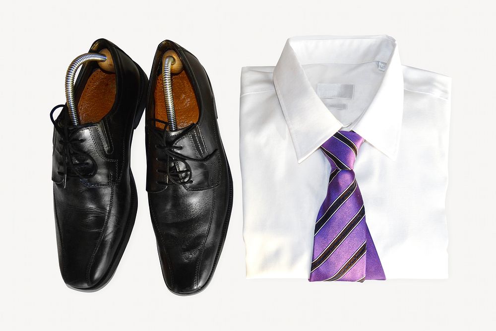 Professional leather shoes & shirt isolated design