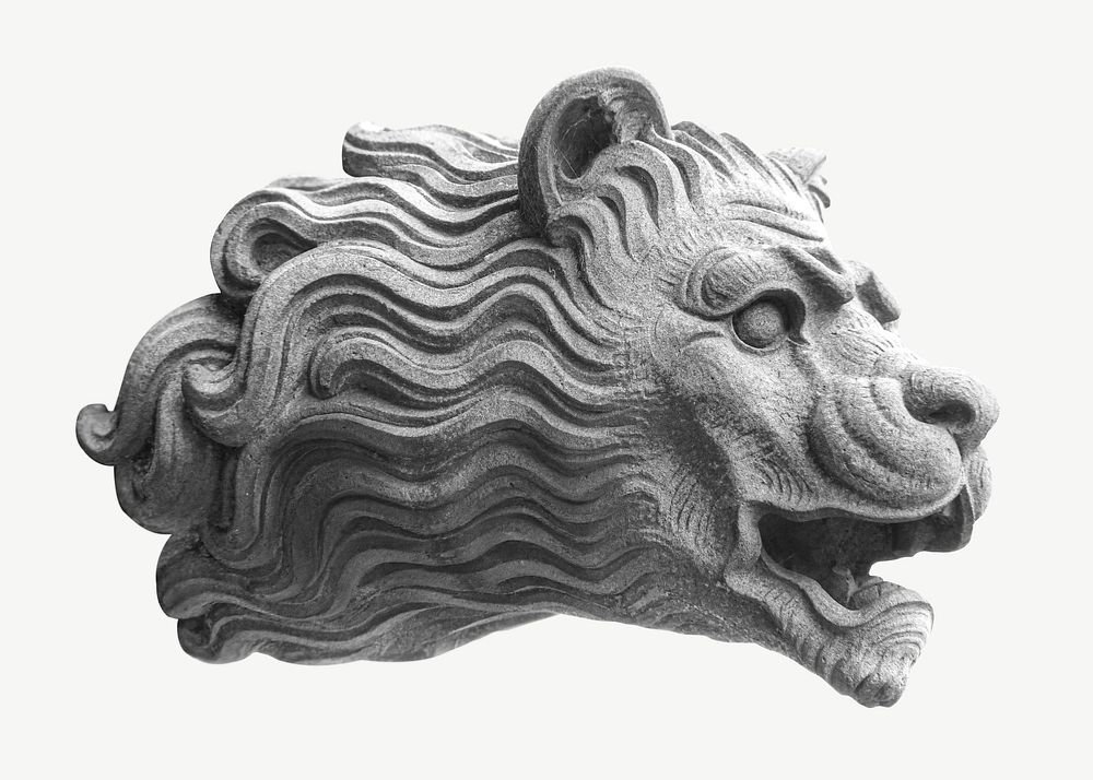 Lion statue collage element psd