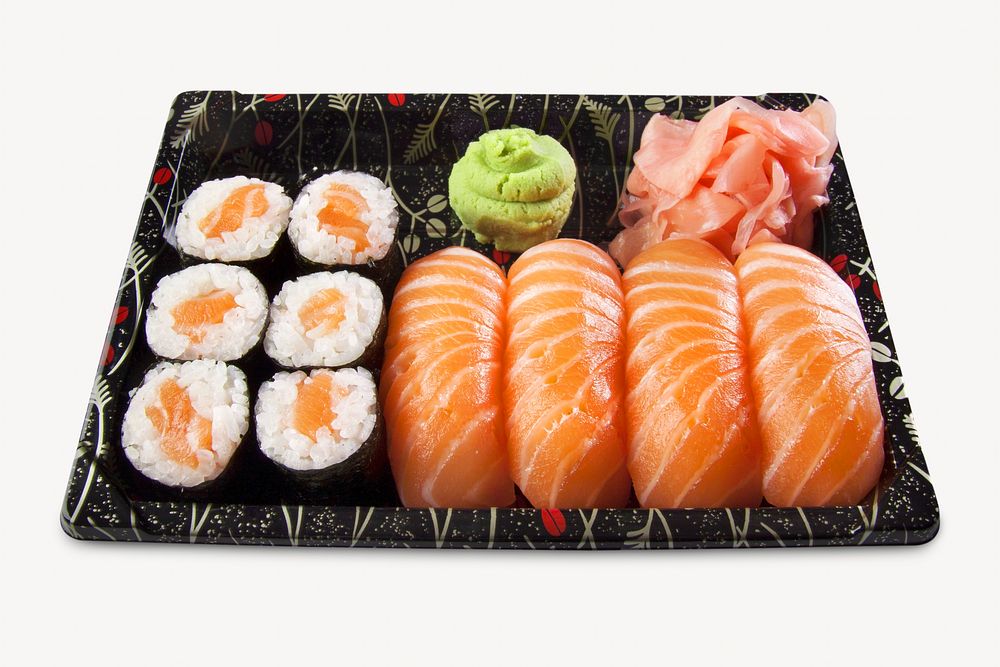 Japanese sushi set isolated design