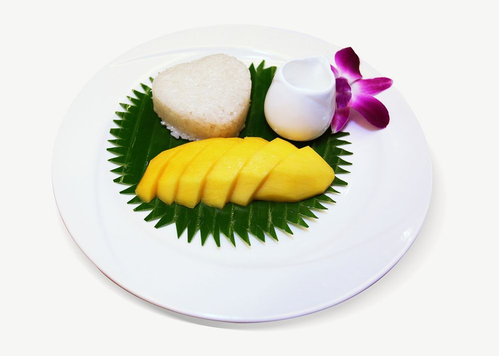 Mango & sticky rice collage element psd