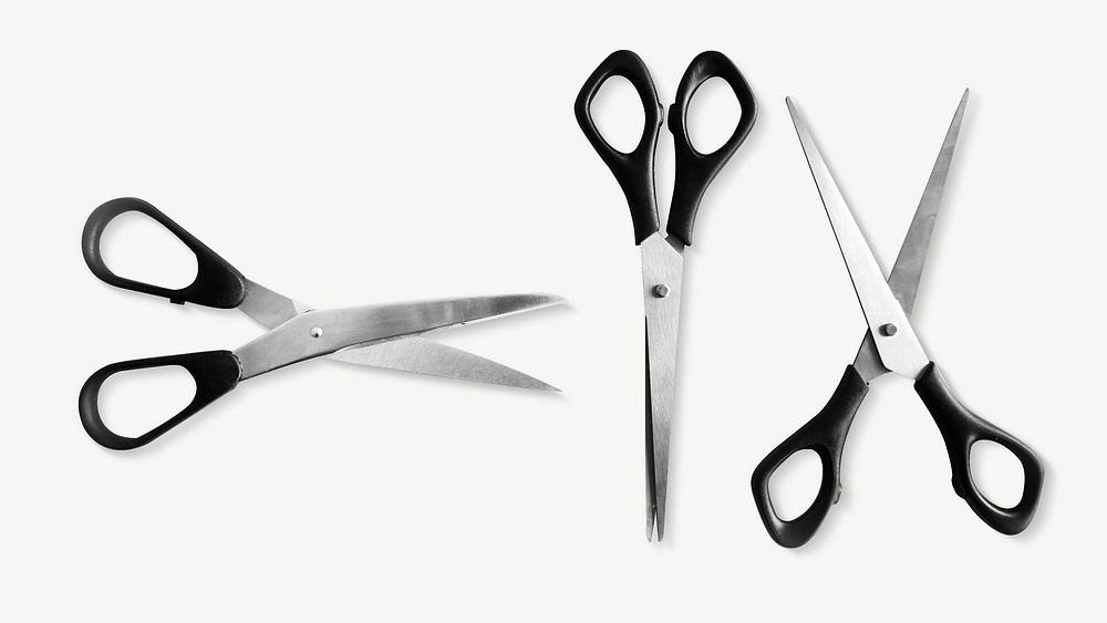 Three scissors collage element psd