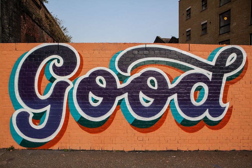 Street art, 'Good' typography. View public domain image source here