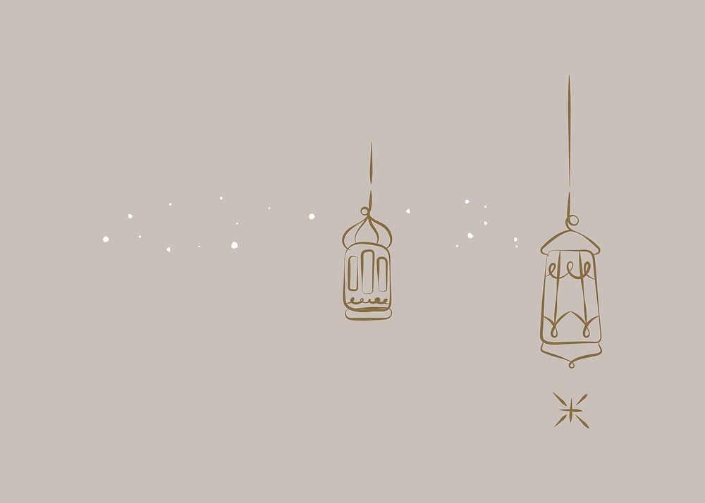 Hanging lanterns doodle, Ramadan clipart vector