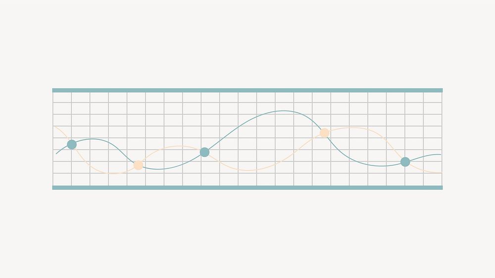 Wavy line graph table collage element vector