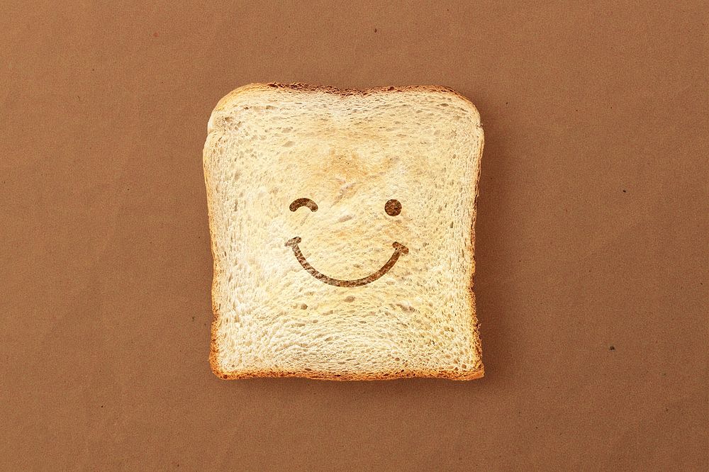 Cute toasted bread, facial expression on a food