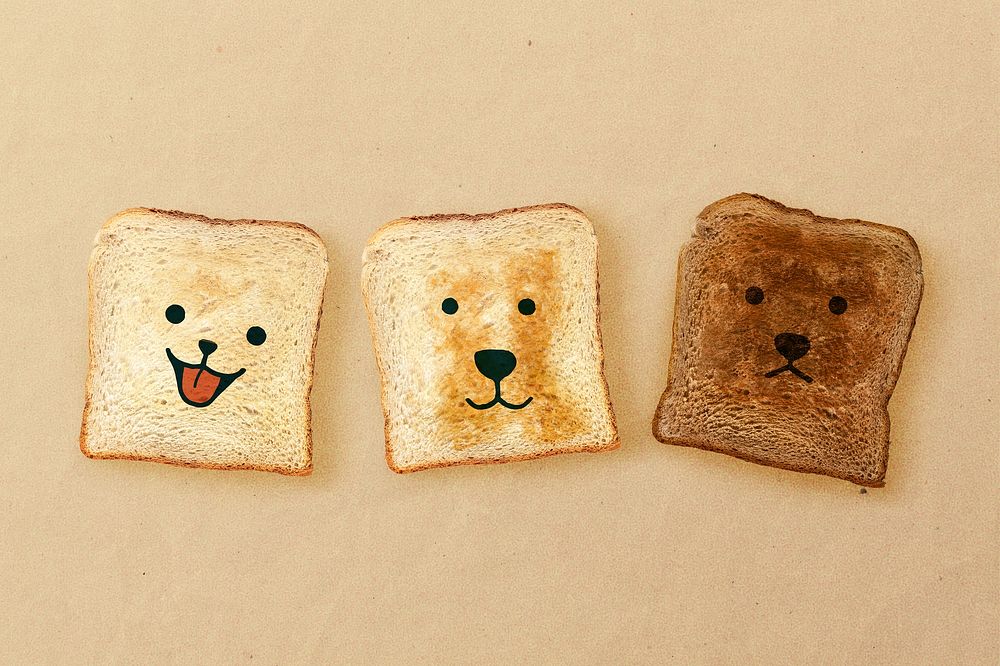 Cute toasted bread, puppy face