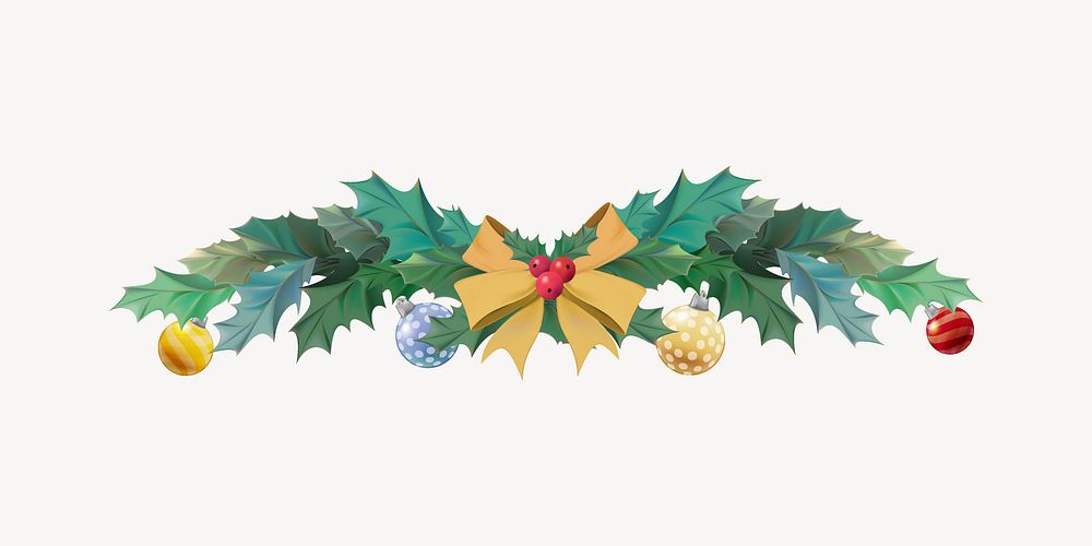 Christmas holly decoration clipart vector