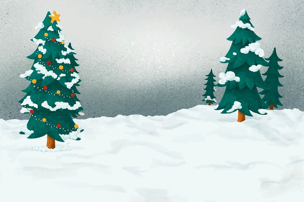 Christmas trees background, cute Winter illustration