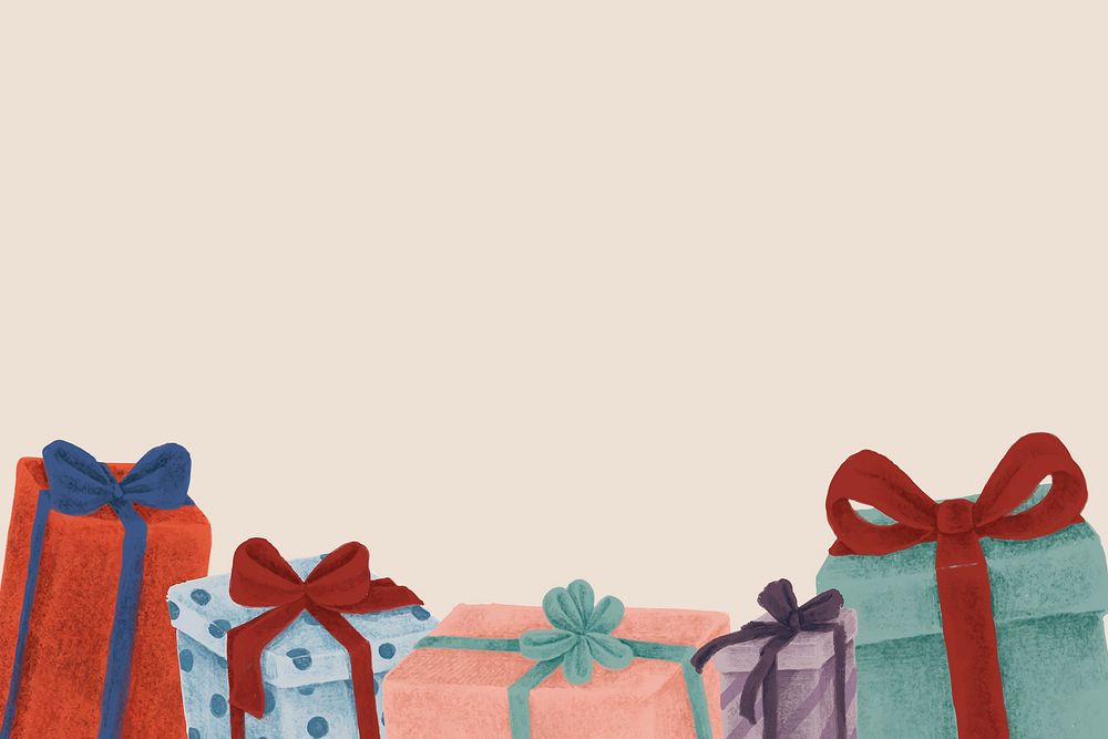 Christmas gift border background, cute beige design vector