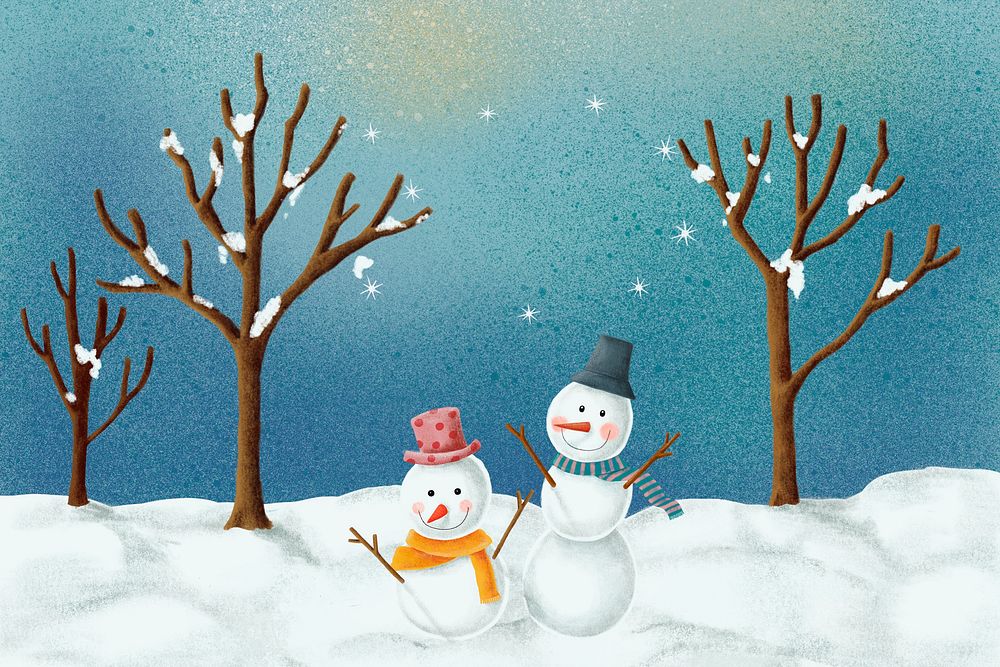 Christmas snowman background, festive Winter illustration psd