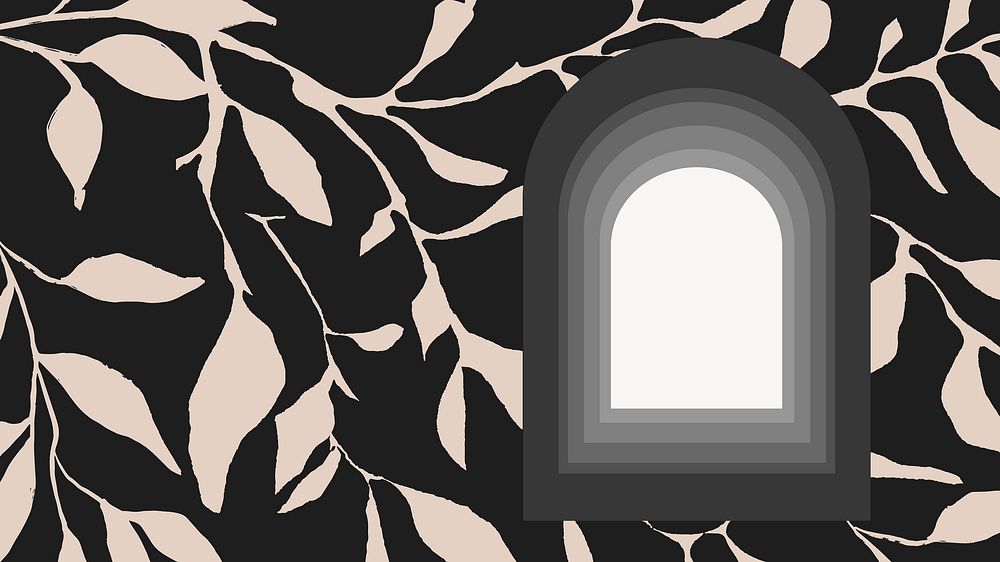 Leafy frame desktop wallpaper, window background vector